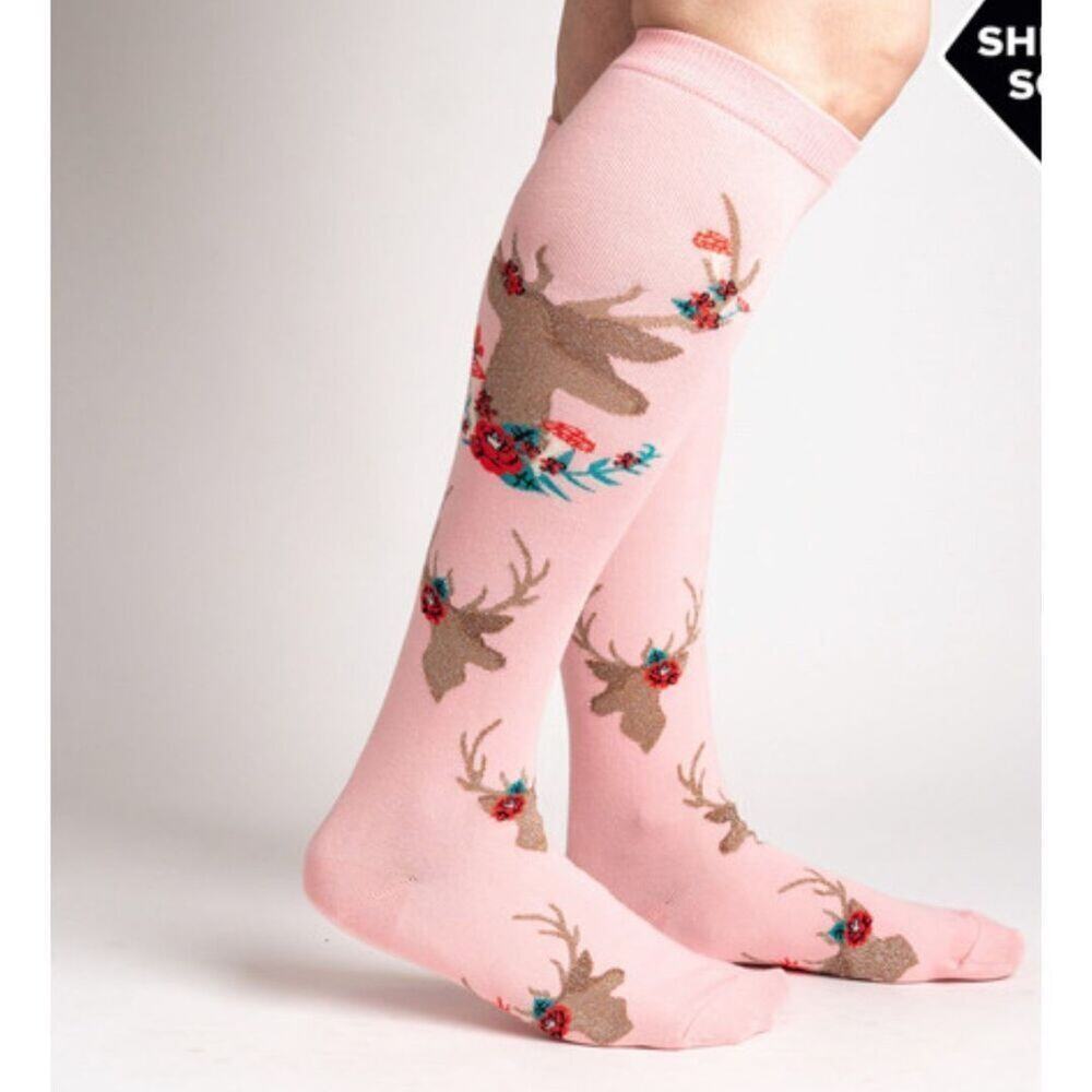 NWT Sock It‎ To Me Womens Doe-nt Forget Your Scarf Knee High Socks